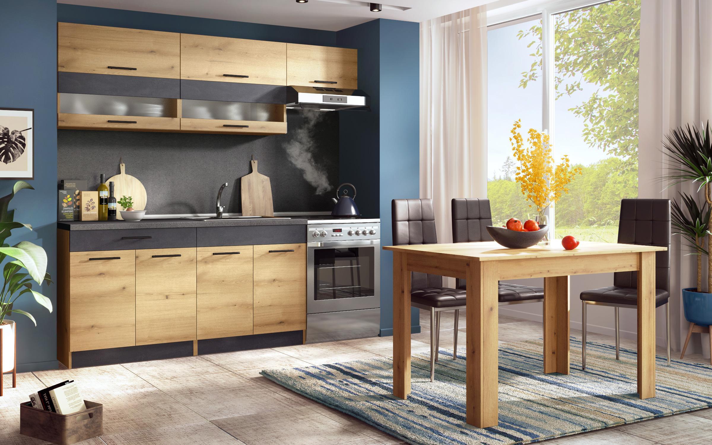 Kitchen with included thermo countertop Select Deluxe, Evoke oak + Magma  4
